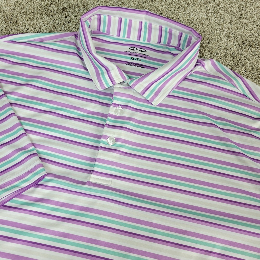 Snake Eyes Mens XL Multicolor‎ Striped Performance Stretch Golf Polo SS